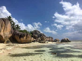 Panoramic view of rock formations against sky