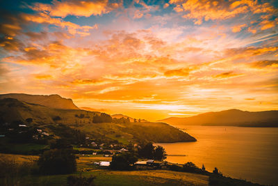 Scenic view of sea against sky during sunset