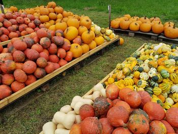 High angle view of fruits for sale in market