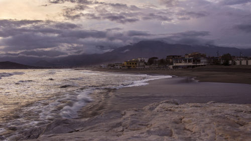 Scenic view of beach against sky