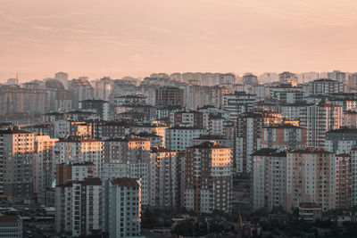 High angle view of buildings in city