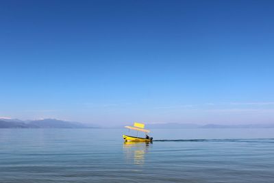 Scenic view of sea against blue sky