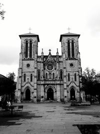 Facade of church against clear sky