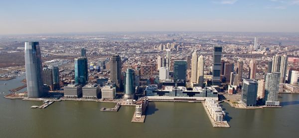 Aerial view of city at waterfront