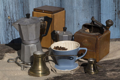 View of tea cup on table