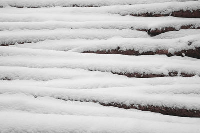 High angle view of snow covered landscape