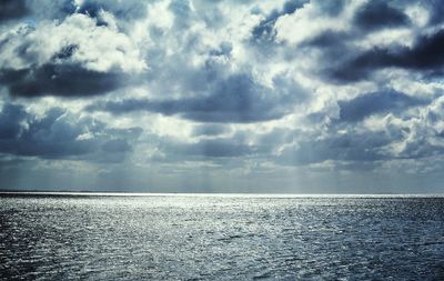 Scenic view of sea against cloudy sky