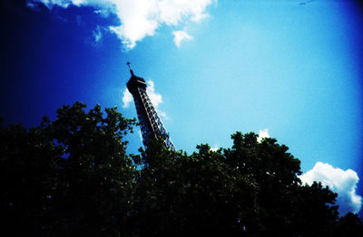Low angle view of built structure against blue sky