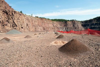 Open-pit mine against sky