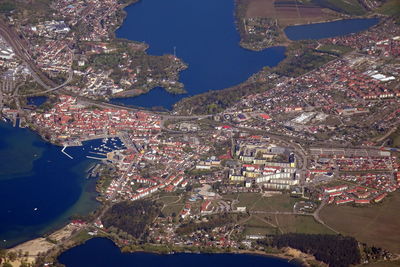 Aerial view of waren and river