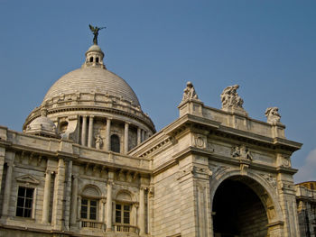 Low angle view of historical building against clear sky