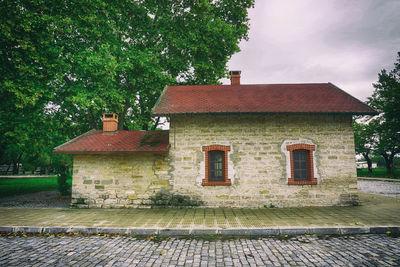 Houses with trees in background