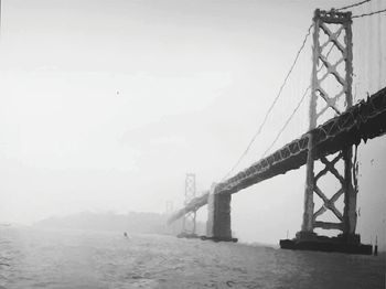 Suspension bridge over river