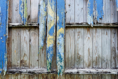 Close-up of old closed wooden door