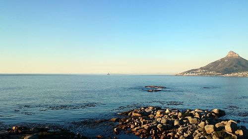 Scenic view of sea against clear sky