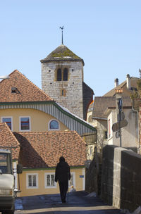 Houses against clear sky