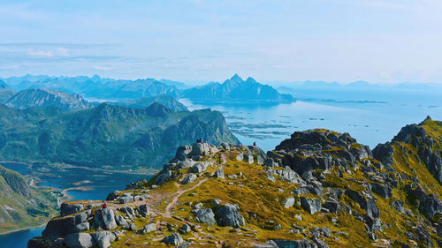 Scenic view of mountains against sky,reine, lofoten, norway 