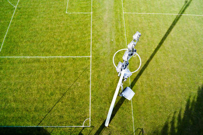 Close-up of soccer ball on field