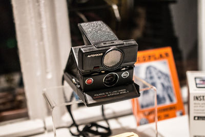 Close-up of camera