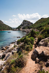 Scenic view of land against sky