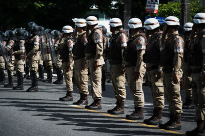 Soldiers of the military police during a military parade commemorating the independence of brazil 