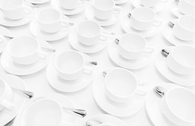 High angle view of various objects on table