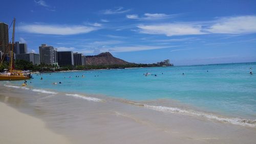 Scenic view of beach against sky