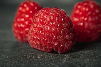 Close-up of strawberries on table