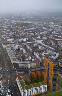 High angle view of buildings in city dusseldorf 