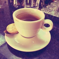 Close-up of coffee on table