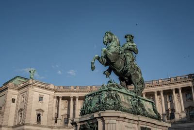 Low angle view of statue against clear sky