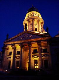 Low angle view of church at night