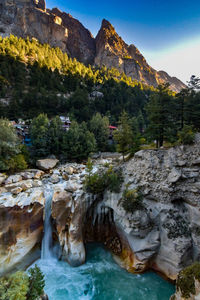 Scenic view of river stream against sky