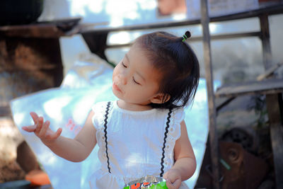 Cute girl looking at camera