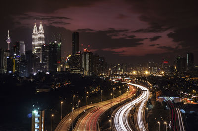 Illuminated cityscape at night