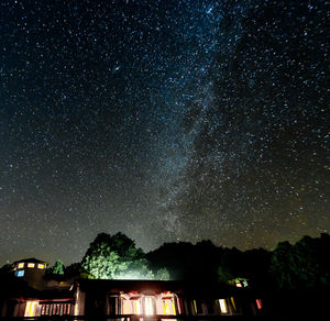 Low angle view of building against sky at night