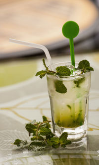 Chilled virgin mojito at restaurant in yangshuo