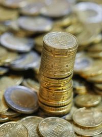 Close-up of a stack of coins