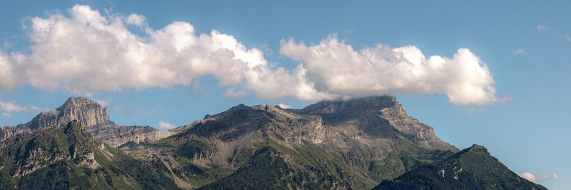 Panoramic view of majestic mountains against sky