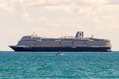 Ship in sea against sky