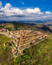 High angle view of townscape against sky