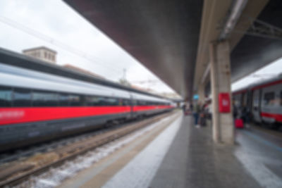 Train on railroad station platform