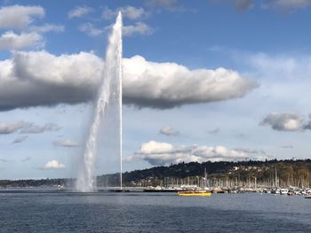 Scenic view of fountain against sky