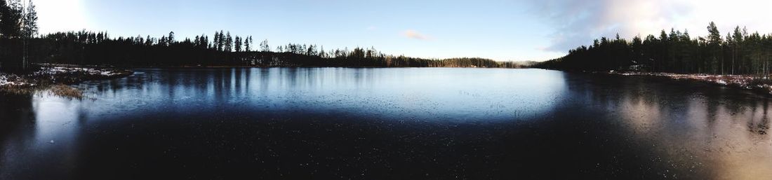 Scenic view of lake against sky