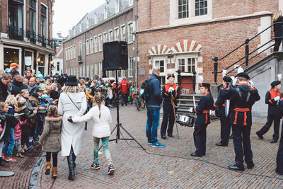 People in town square