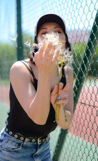 Young woman drinking water