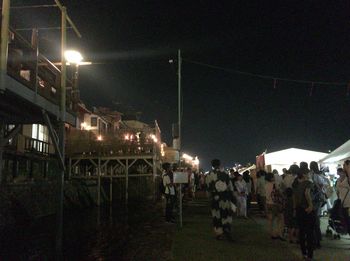 Illuminated building at night