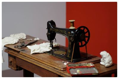 Close-up of sewing machine