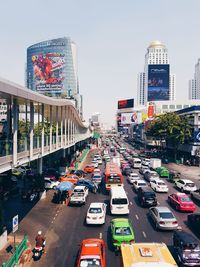 View of traffic in city