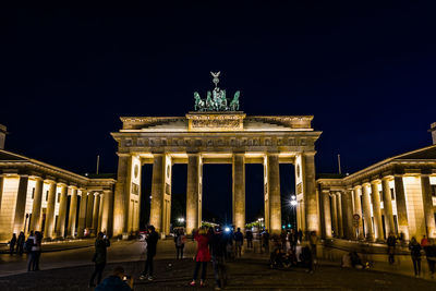 Illuminated monument at night